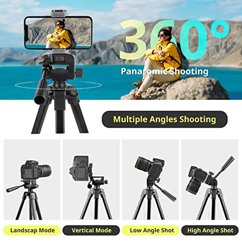 Sensyne 64" Camera Tripod Stand, Versatile Phone & iPad Tripod with Wireless Remote and 2-in-1 Phone Holder for Selfie/Video Recording/Photo/Live Stream/Vlog - Image 3