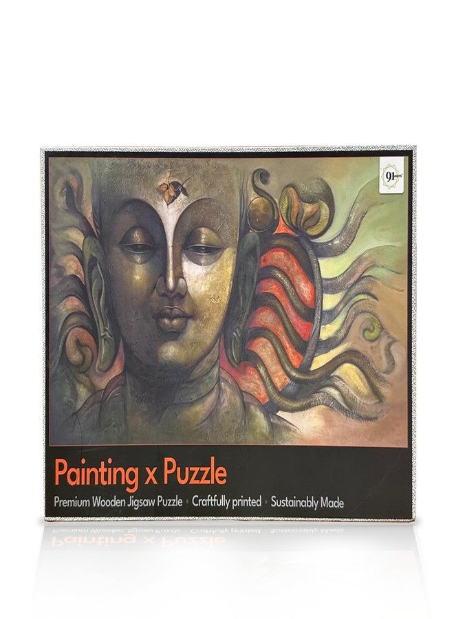 91Knots Adiyogi(आदियोगी) Shiva, 500 Pieces Premium Wooden Jigsaw Puzzle for Adults and Kids 12+ Years | Indian Artwork Puzzle with Unique Cuts for Gifting on New Year | Puzzle for Kids & Adults - Image 1