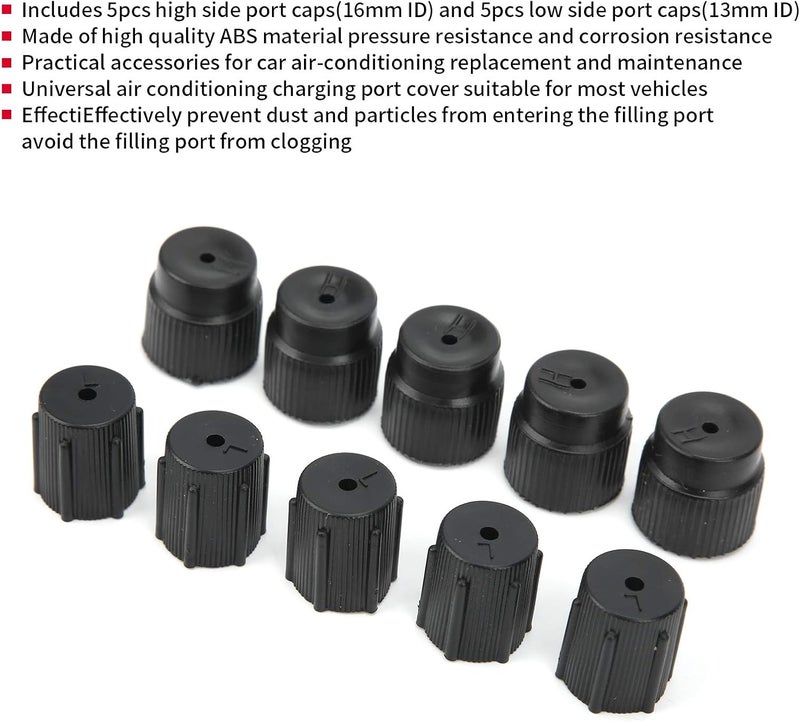 klarako Air Conditioning Valve Caps, 10Pcs Universal 13mm & 16mm A/C Repair Refrigerant Charging Port Cover Auto Accessory - Image 5