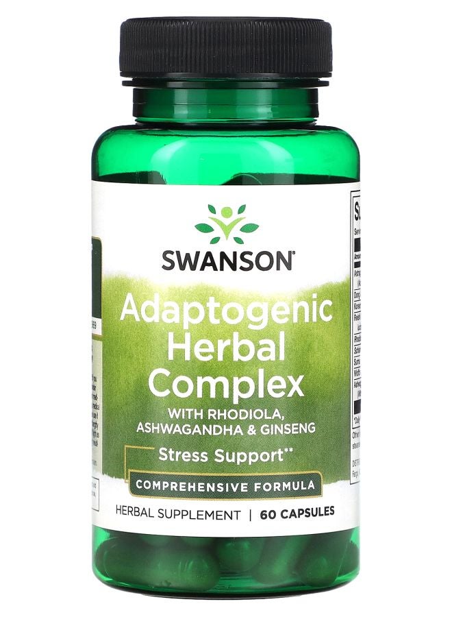 SWANSON Adaptogenic Herbal Complex with Rhodiola Ashwagandha & Ginseng 60 Capsules