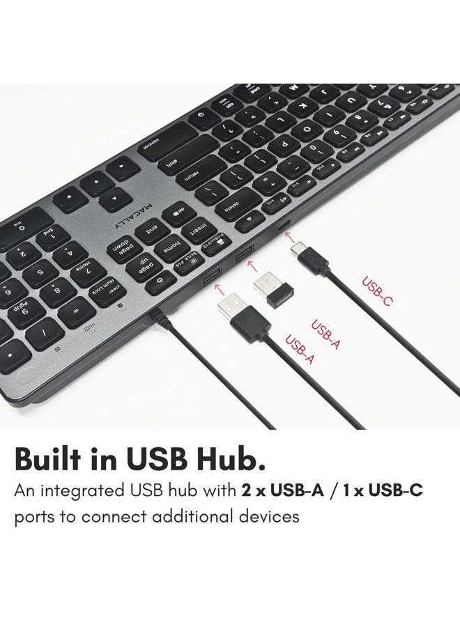 MACALLY Wired Keyboard for Mac with USB Hub (2X USB-A / 1x USB-C) - Compatible Backlit Apple Keyboard with Dual Interface - Auto OS Detection for Mac, MacBook Pro/Air, iMac, PC, Android, iPad, iOS - Image 4