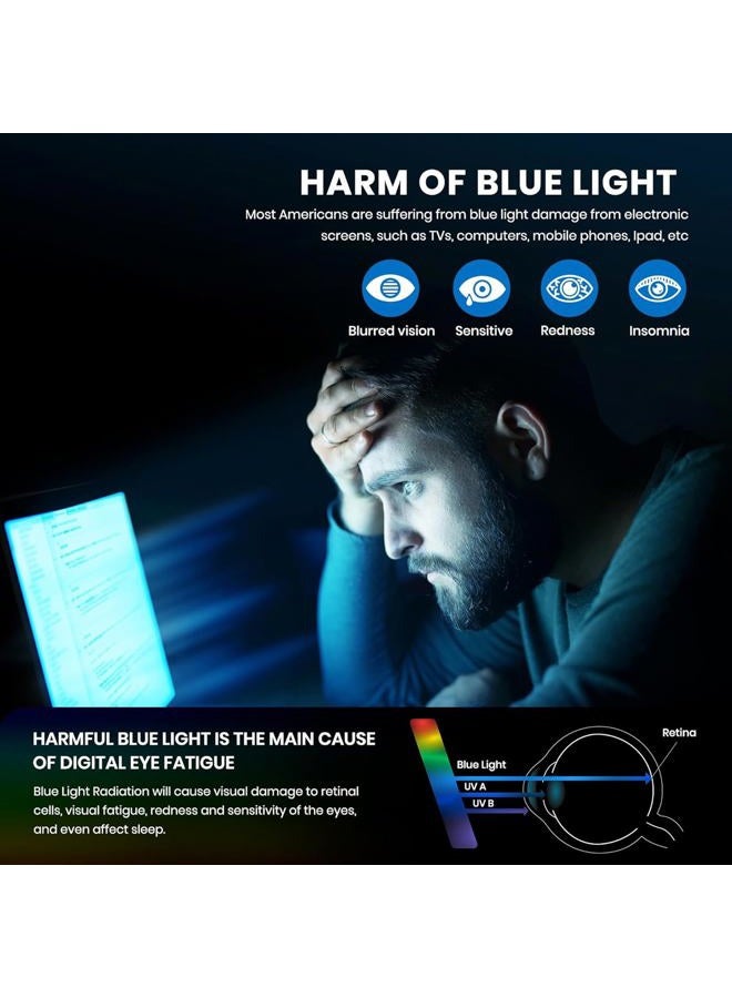 YIMI Mens Blue Light Glasses Men Computer Gaming BlueLight Blocking Glasses Metal Anti Eyestrain Clear Lens Eye Protection (Everyday Protection) - Image 4