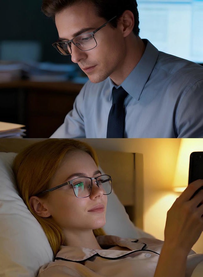YIMI Mens Blue Light Glasses Men Computer Gaming BlueLight Blocking Glasses Metal Anti Eyestrain Clear Lens Eye Protection (Everyday Protection) - Image 2