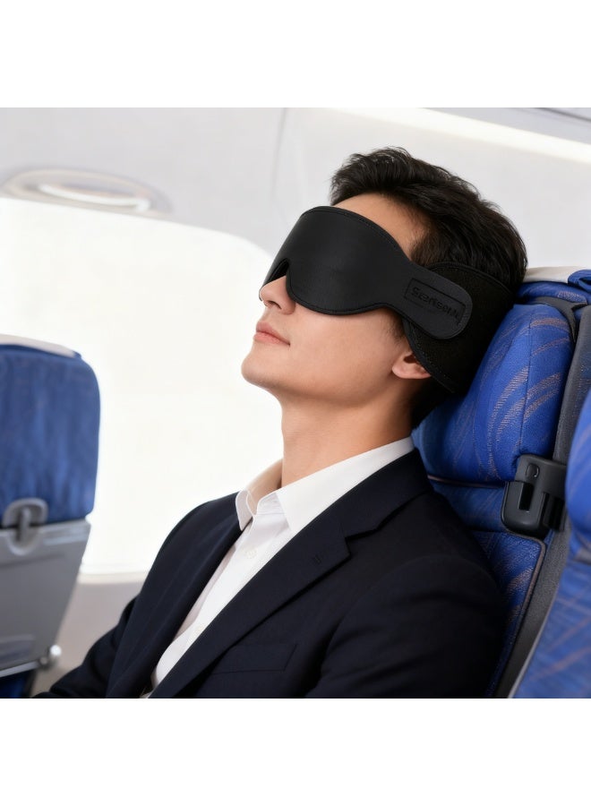 وسائد السفر للطائرات، وسادة الطائرة للرحلة الطويلة، حزام رأس الطائرة مع قناع العين للنوم، وسادة عنق السفر لرحلة طريق السيارة، 360° دعم الرأس، وقف رأس الحربة، الأسود - Image 4