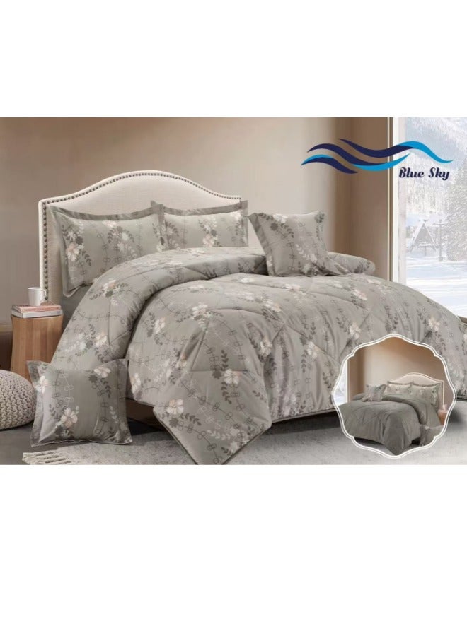 بلو سكاي مفرش سرير نفر من المايكروفايبر بنسبة 100% ، غطاء سرير بتصميم هندسي، قابل للاستخدام على الوجهين، طقم من 4 قطع، مقاس 230X170 سم - Image 1