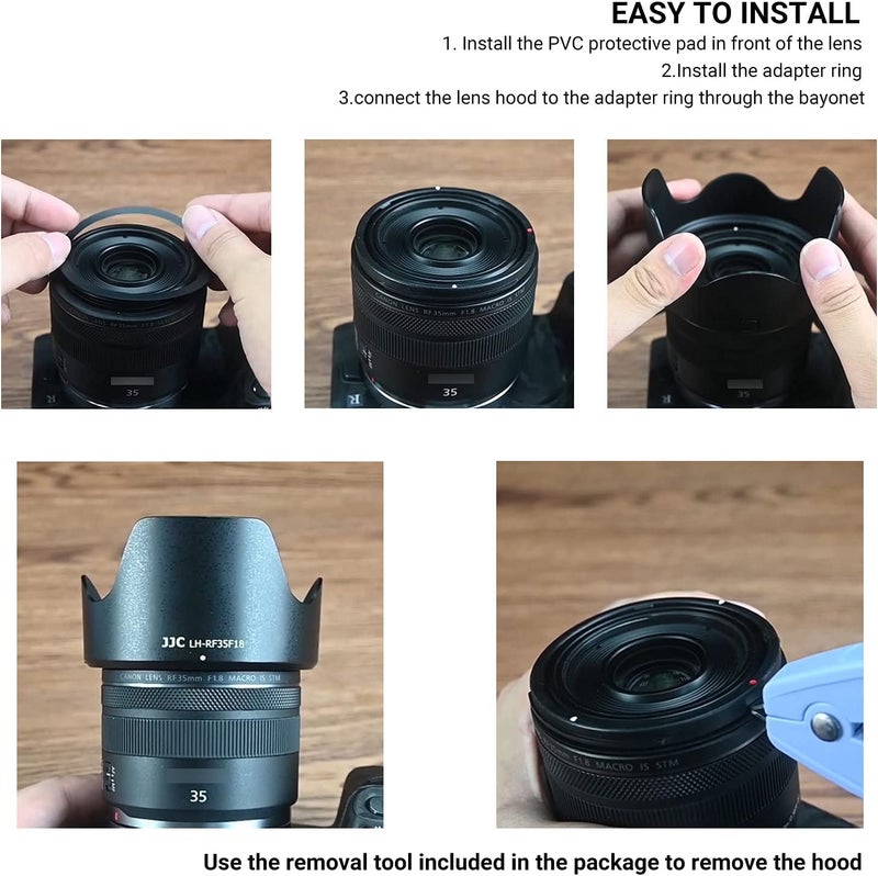 JJC غطاء عدسة زهرة التوليب لـ RF 35mm F1.8 ماكرو IS STM على كاميرا EOS R6 R5 RP R، ظل عدسة قابل للعكس، متوافق مع فلاتر 52mm وغطاء عدسة 52mm - Image 5
