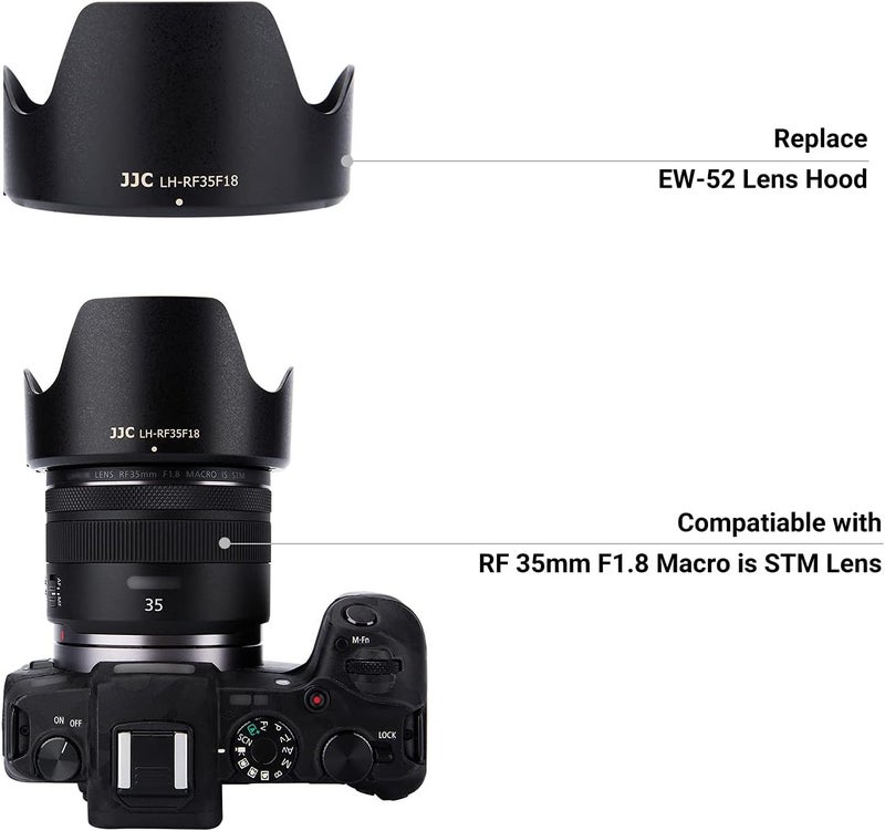 JJC غطاء عدسة زهرة التوليب لـ RF 35mm F1.8 ماكرو IS STM على كاميرا EOS R6 R5 RP R، ظل عدسة قابل للعكس، متوافق مع فلاتر 52mm وغطاء عدسة 52mm - Image 2