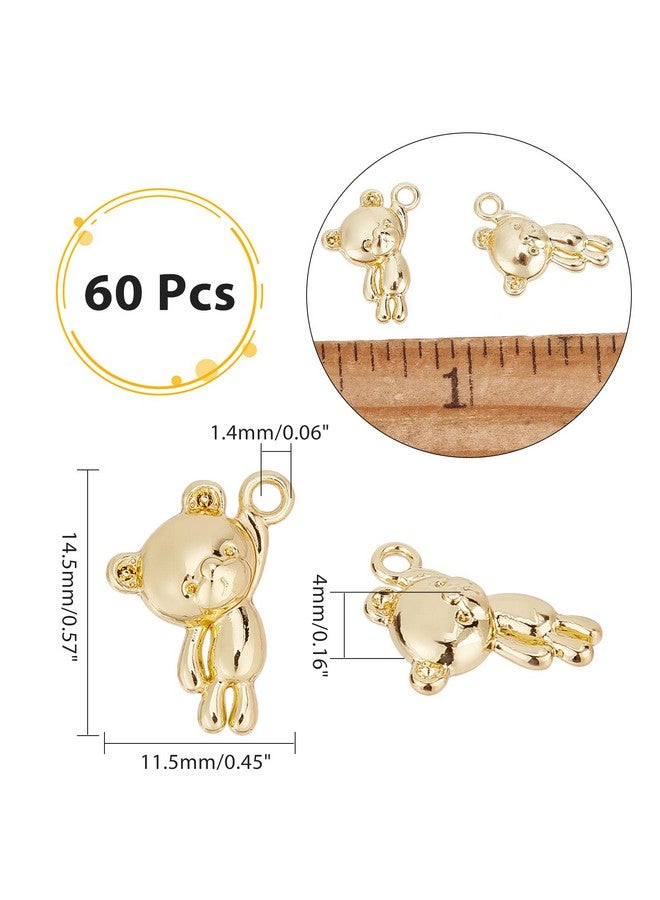 CHGCRAFT 60pcs 0.57inch Golden Bear Charm Pendant Rack Plating Bear Pendants for Bracelet Necklace Earrings Jewelry Making - Image 2