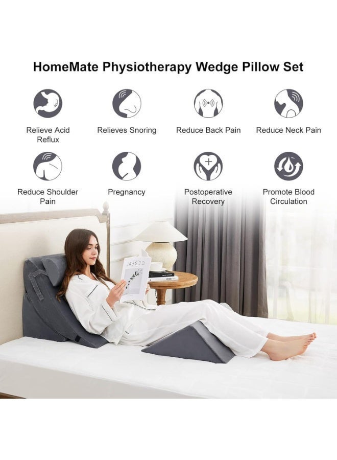 جورفنت مجموعة وسائد إسفينية طبية للسرير مكونة من 4 قطع، وسادة إسفنجية لما بعد الجراحة، وسادة دعم مثلثة قابلة للتعديل، وسائد إسفينية من إسفنج الذاكرة، وسادة إسفينية قابلة للتعديل لتخفيف آلام الجسم والظهر والساق - Image 4