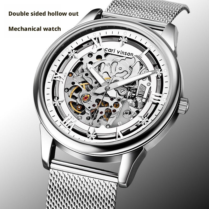 Waterproof Decorative Luminous Business Men's Watch Automatic Skeleton Mechanical Watch - Image 1