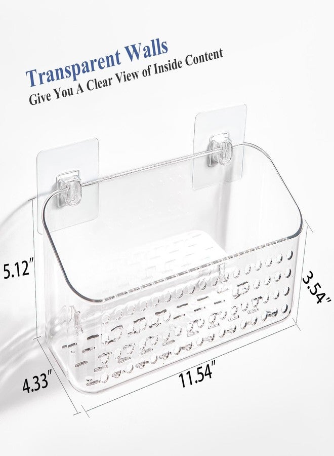 Eunion Bath Toy Storage 2 Packs, Large Bath Toy Holder, Quick Dry Bathtub Toys Organizer, Shower Caddy Shower Organizer for Bathroom Storage, No Drill Shelves Basket, Drainable, Clear White - Image 2
