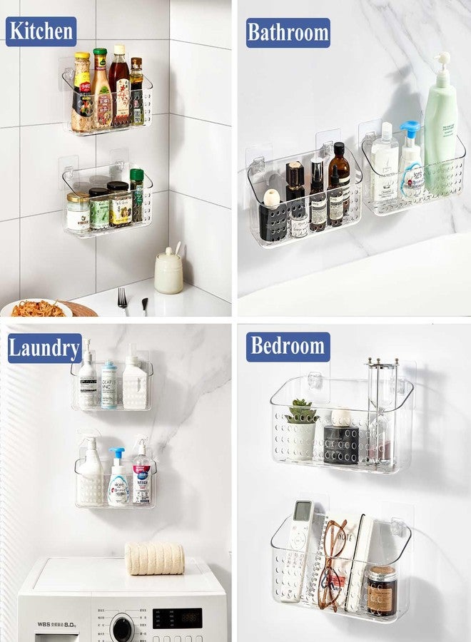 Eunion Bath Toy Storage 2 Packs, Large Bath Toy Holder, Quick Dry Bathtub Toys Organizer, Shower Caddy Shower Organizer for Bathroom Storage, No Drill Shelves Basket, Drainable, Clear White - Image 4