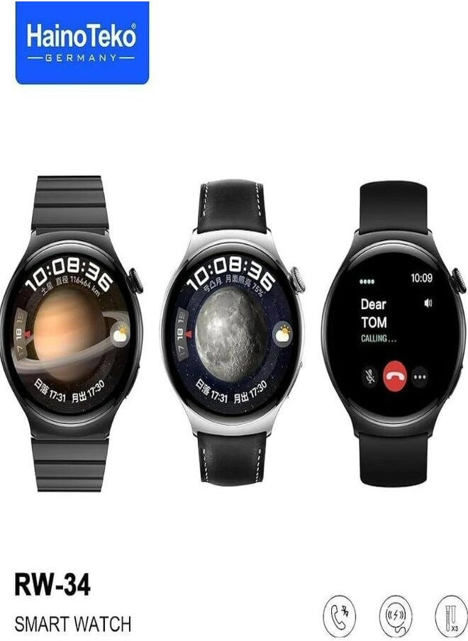 Haino Teko Haino Teko Germany  RW34 Watch 4 smart watch with 3 Pairs Strap (stainless steel + leather + silicone)  high-resolution AMOLED screen with IPS technology, and wireless charging feature  - Image 3