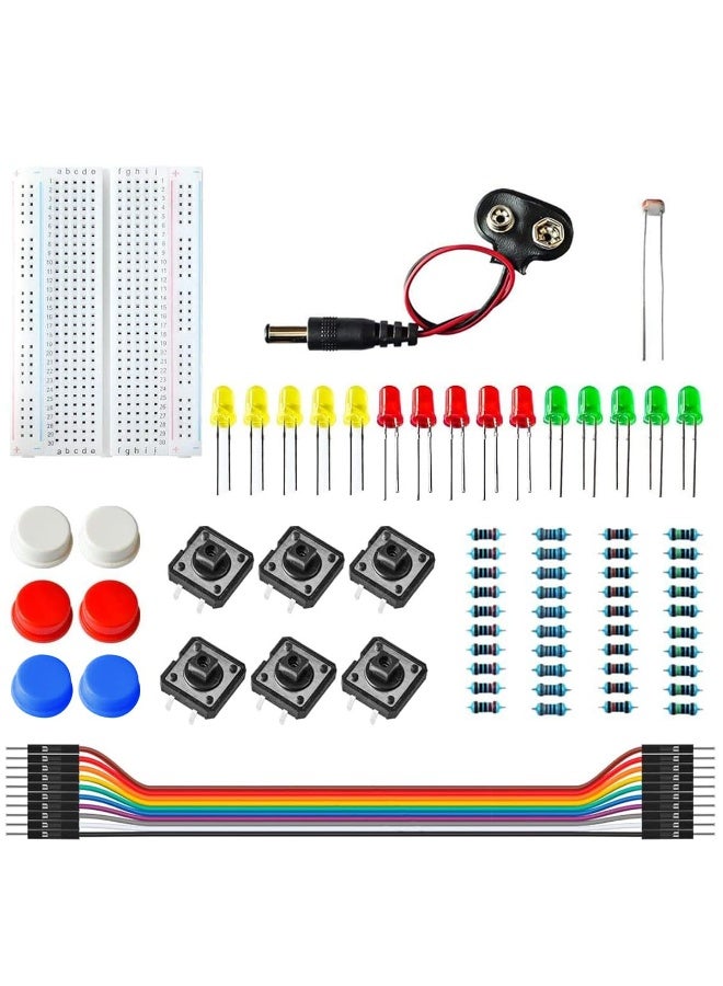 HASTHIP® Electronic Circuits Starter Kit for UNO R3 Board Microcontroller Learning, with Blinking LEDs Jumper Wire Button UNO Microcontroller Board for Beginners Electronic Circuits Learning - Image 1