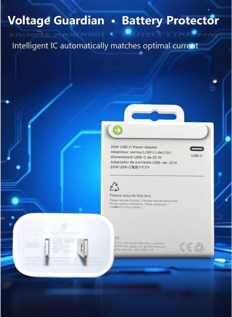 20W USB-C Fast Charger Adapter for iPhone, GaN Technology, AI Temperature Control, Compact Wall Charger Compatible with iPhone 16/15/14/13, iPad, AirPods, Galaxy, Pixel - Image 3