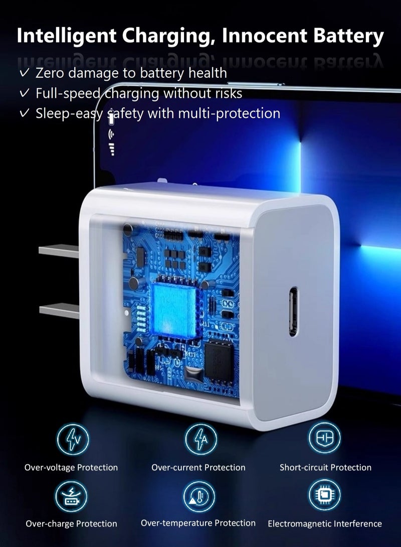 20W USB-C Fast Charger Adapter for iPhone, GaN Technology, AI Temperature Control, Compact Wall Charger Compatible with iPhone 16/15/14/13, iPad, AirPods, Galaxy, Pixel - Image 4