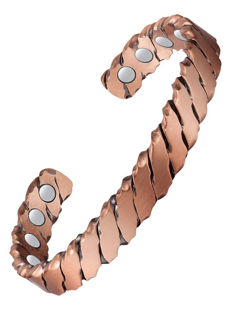 bebeFuture Pure Copper Twisted Cuff Bracelet - Adjustable Open End Design for Men & Women - Image 1