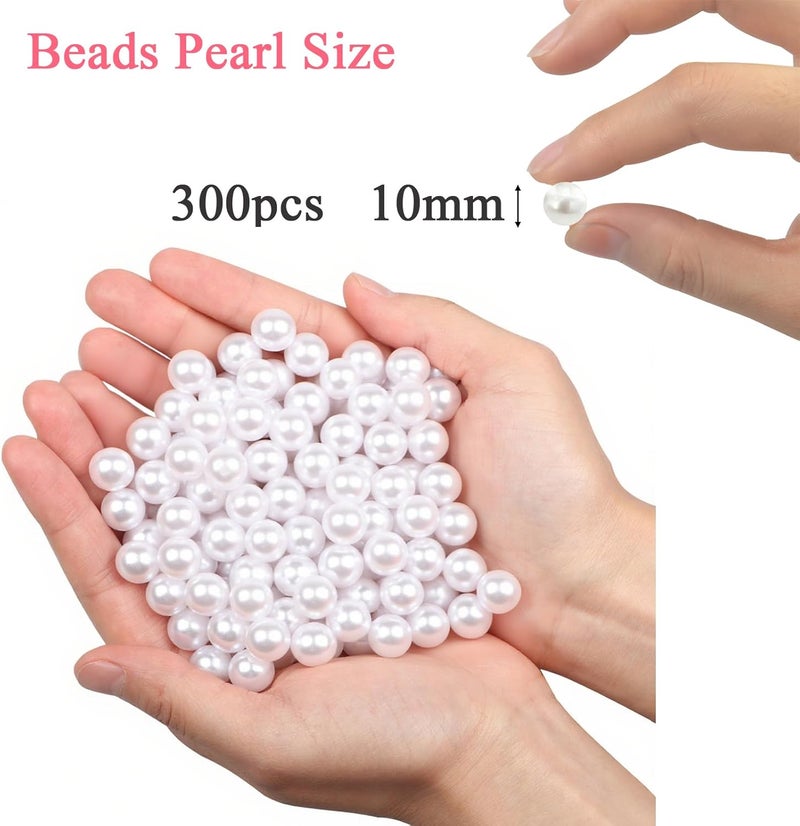 YIXUAN High Gloss Beads, Pack of 300 10 mm Faux Pearls without Hole, Artificial Pearls without Drilling for Vase Fillers, DIY Crafts, Table Decoration, Wedding Decoration, Home Accessories - Image 2
