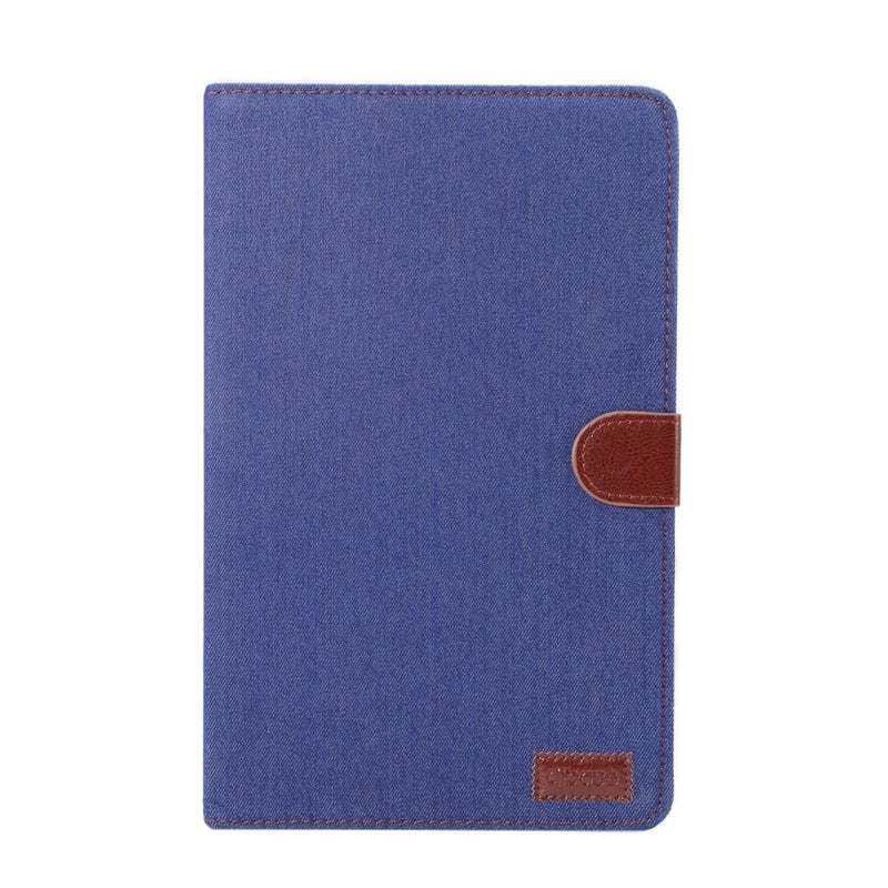 ديبايس جراب جلدي من البولي يوريثان بتصميم أفقي قابل للطي من قماش الدنيم لجهاز Galaxy Tab A 10.5 / T590، مع حامل وفتحة للبطاقات (أزرق داكن) - Image 2