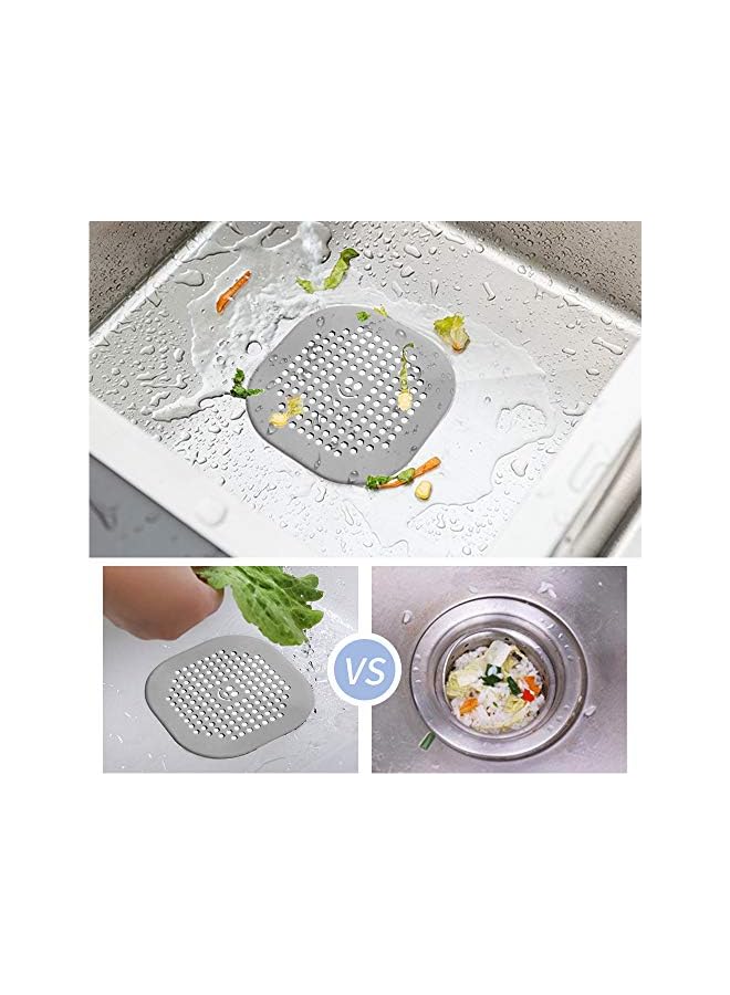 The Bros 5 قطع مصفاة حوض سيليكون، مصيدة شعر مضادة للانسداد لصرف الدش، سدادة حوض المطبخ - مجموعة حوض الحمام والمطبخ، فلتر لحوض المطبخ والحمام (رمادي) - Image 3