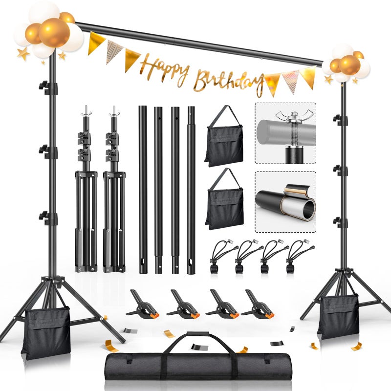 BEIYANG 8.5 x 10 FT Photo Backdrop Stand Kit, Adjustable Background Holder Support System Kit with Carrying Bag, for Photography Video Stutio, Parties Decoration, Advertising Display - Image 1