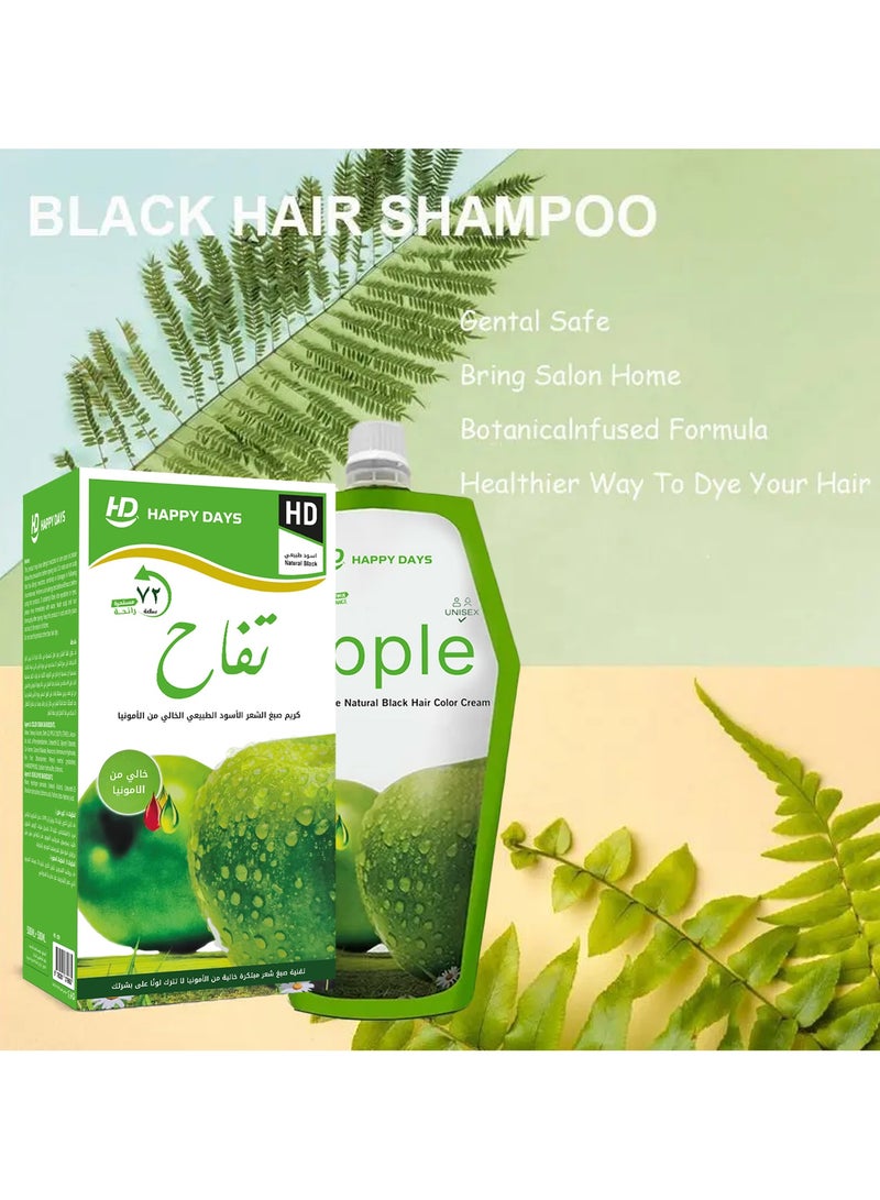 HAPPY DAYS Ammonia Free Hair Color Cream - 500 ml Cream + 500 ml Developer - Apple (Natural Black ) - Image 3