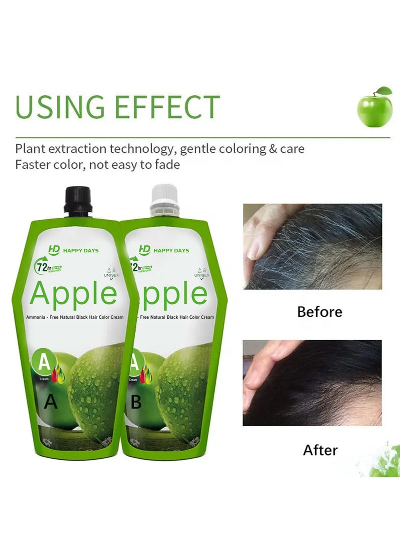 HAPPY DAYS Ammonia Free Hair Color Cream - 500 ml Cream + 500 ml Developer - Apple (Natural Black ) - Image 5