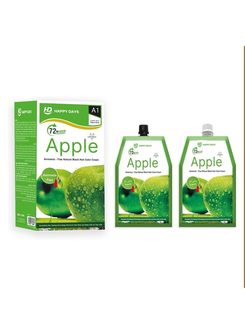 ROSERA Ammonia Free Hair Color Cream - 500 ml Cream + 500 ml Developer - Apple (Natural Black ) - Image 3