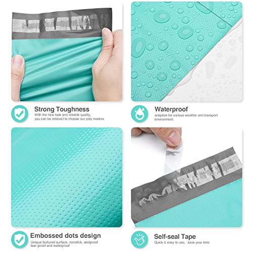 Fuxury Poly Mailers 10x13 Inch 100Pcs Shipping Bags for Clothing Embossed Dots Design Shipping Envelopes Waterproof Mailing Envelopes Self Seal Mailers Poly Bags Durable Package Bags Teal - Image 4