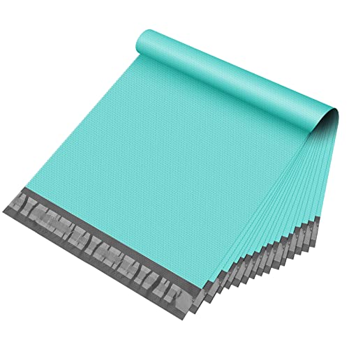 Fuxury Poly Mailers 10x13 Inch 100Pcs Shipping Bags for Clothing Embossed Dots Design Shipping Envelopes Waterproof Mailing Envelopes Self Seal Mailers Poly Bags Durable Package Bags Teal - Image 1