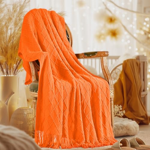 inhand Fall Throw Blanket Burnt Orange Halloween Decor for Couch Soft Living Room Home Decor Knitted Blanket Outdoor Lightweight Autumn Blanket Farmhouse Warm Fall Decoration Indoor 50x60 - Image 3