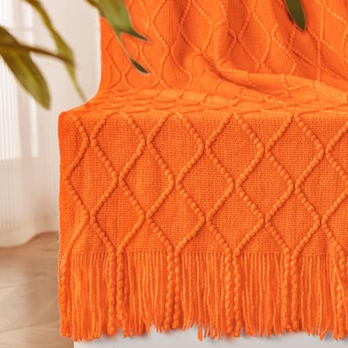 inhand Fall Throw Blanket Burnt Orange Halloween Decor for Couch Soft Living Room Home Decor Knitted Blanket Outdoor Lightweight Autumn Blanket Farmhouse Warm Fall Decoration Indoor 50x60 - Image 1