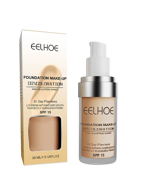 Foundation Make Up SPF 15,Colour Changing Foundation for Different Skin Tone, Foundation Makeup Base Nude Face Liquid Full Coverage Concealer 30ml
