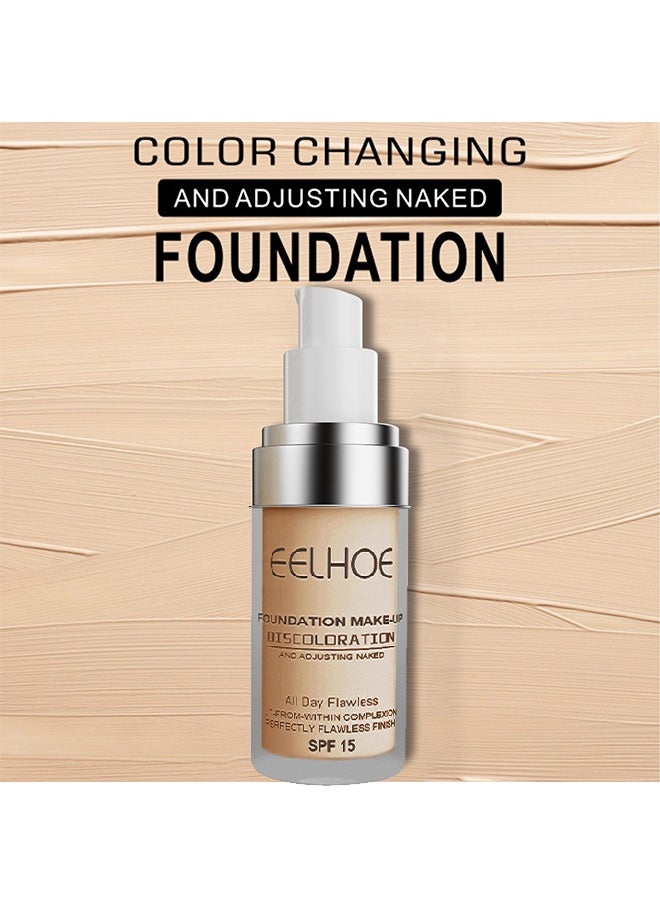 EELHOE - Foundation Make Up SPF 15,Colour Changing Foundation for Different Skin Tone, Foundation Makeup Base Nude Face Liquid Full Coverage Concealer 30ml - Image 1