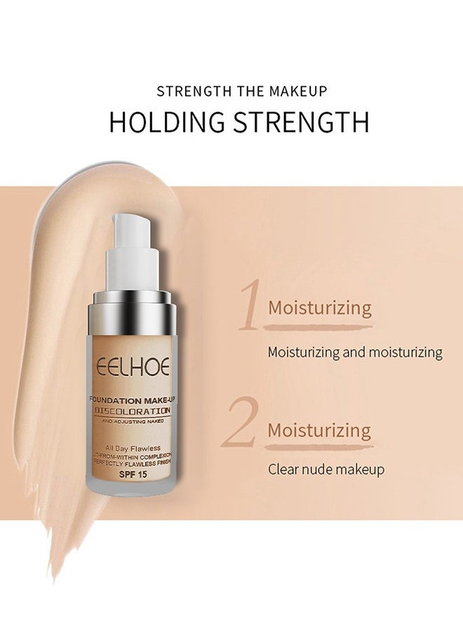 EELHOE - Foundation Make Up SPF 15,Colour Changing Foundation for Different Skin Tone, Foundation Makeup Base Nude Face Liquid Full Coverage Concealer 30ml - Image 1