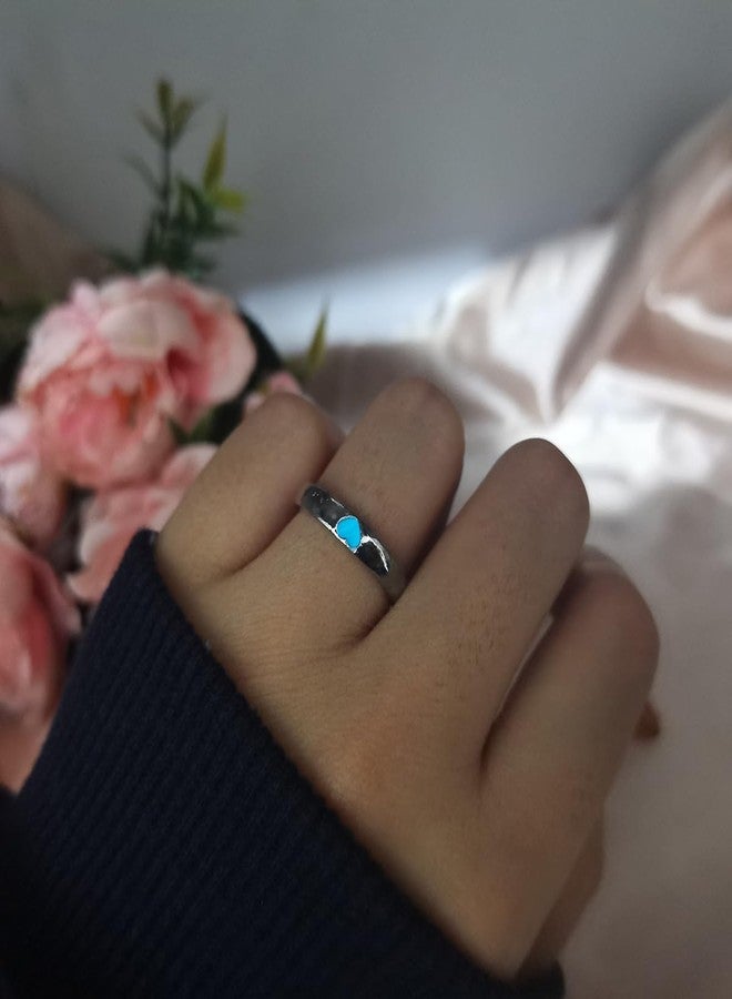 ZMANYIJEW Glowing Heart Ring Pink Blue Heart Couple Ring Funny Dark Luminous Ring Valentine's Day Heart Glow in The Dark Ring Promise Ring Cool Rings for Women Men Valentine's Day Love Jewelry for Women Girls - Image 4