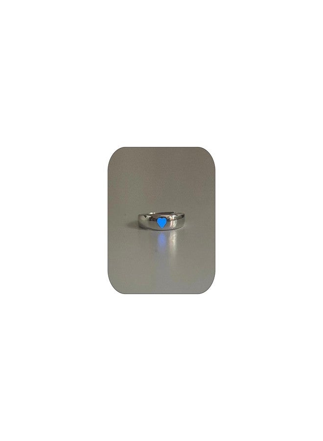 ZMANYIJEW Glowing Heart Ring Pink Blue Heart Couple Ring Funny Dark Luminous Ring Valentine's Day Heart Glow in The Dark Ring Promise Ring Cool Rings for Women Men Valentine's Day Love Jewelry for Women Girls - Image 1
