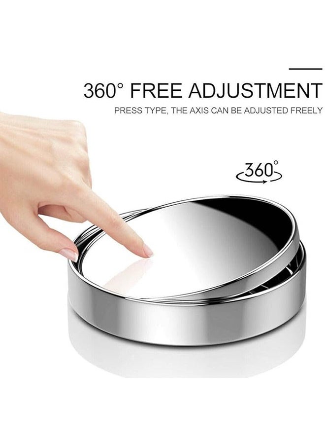 مرآتان جانبيتان للرؤية الخلفية بزاوية واسعة 360 درجة، مصنوعتان من زجاج عالي الدقة دائري بقطر 2 بوصة، مناسبتان للسيارات وسيارات الدفع الرباعي والشاحنات، لون فضي. - Image 3