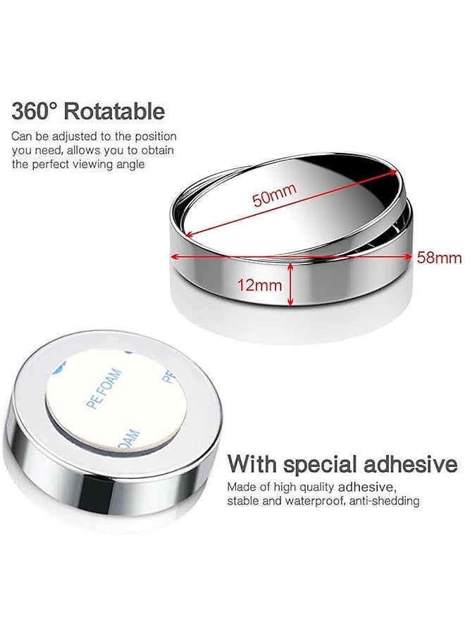 مرآتان جانبيتان للرؤية الخلفية بزاوية واسعة 360 درجة، مصنوعتان من زجاج عالي الدقة دائري بقطر 2 بوصة، مناسبتان للسيارات وسيارات الدفع الرباعي والشاحنات، لون فضي. - Image 2