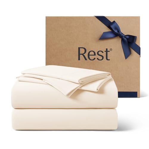 REST® Evercool®+ Cooling Sheet Set, Queen Size, Snow Ivory, Breathable Bed Sheets for Hot Sleeper and Night Sweats, with Pillowcases, with Ionic+ Self-Cleaning Silver Yarn for Sensitive Skin, 4PCS - Image 1