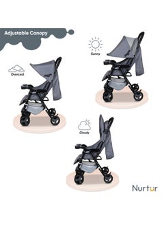 Nurtur Ryder Lightweight Baby Stroller Storage Basket Detachable Food Tray 5 Point Harness Adjustable Canopy Adjustable Reclining Seat And Leg Rest  - Image 3