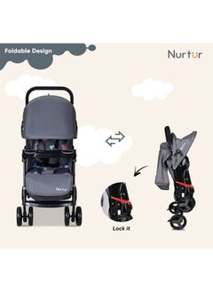 Nurtur Ryder Lightweight Baby Stroller Storage Basket Detachable Food Tray 5 Point Harness Adjustable Canopy Adjustable Reclining Seat And Leg Rest  - Image 4