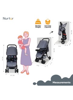 Nurtur Ryder Lightweight Baby Stroller Storage Basket Detachable Food Tray 5 Point Harness Adjustable Canopy Adjustable Reclining Seat And Leg Rest  - Image 5