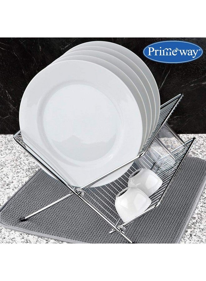 Primeway برايمواي® بوليستر كبير 45x40 سم ميكروفايبر 4X ماص للماء منصة مطبخ متعددة الاستخدامات حصيرة تجفيف الأطباق | سمك 7 مم | 130 جرام | رمادي - Image 5