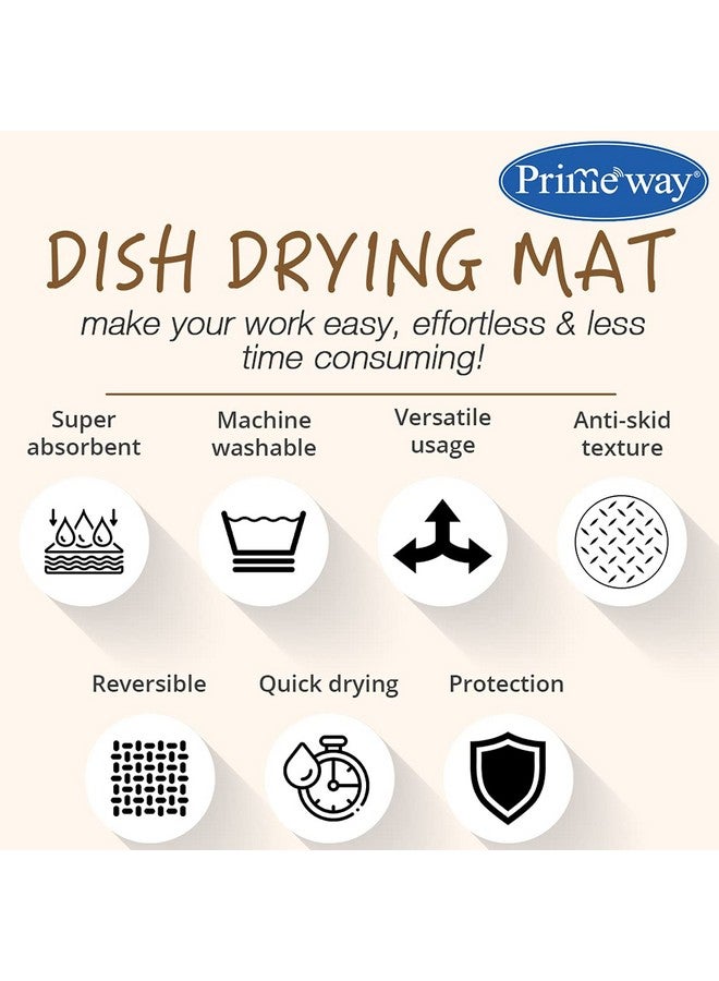 Primeway برايمواي® بوليستر كبير 45x40 سم ميكروفايبر 4X ماص للماء منصة مطبخ متعددة الاستخدامات حصيرة تجفيف الأطباق | سمك 7 مم | 130 جرام | رمادي - Image 4