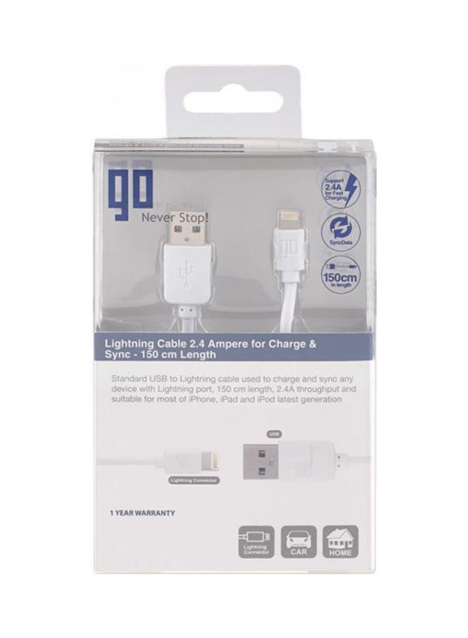 GO Lightning Cable 2.4 Ampere For Charge And Sync White - Image 2