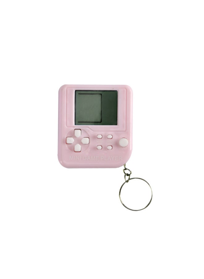 Mini Portable Game Console Toy Electronic Blocks Retro Classic Gift Keychain Toy Handheld Video Game Player Key Ring-Color:Macaroon Pink  - Image 1