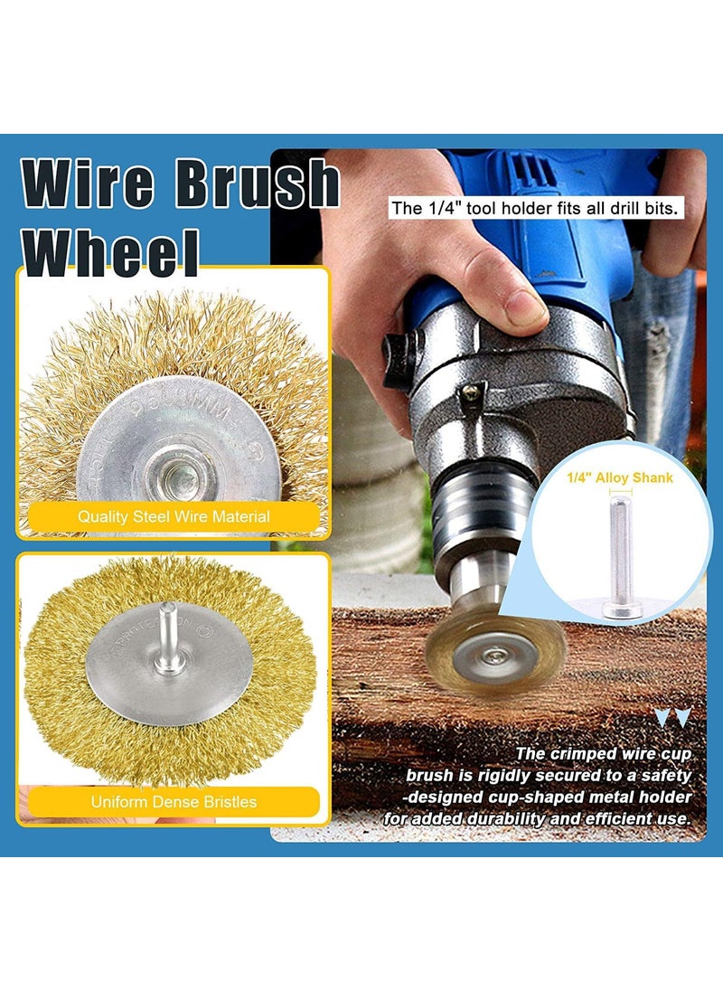 Inditrust - Inditrust 65mm FLAT TYPE Crimped Round wire brush wheel 14inch tool for rust removal paint removal deburring sharp edges 5 PCS - Image 1