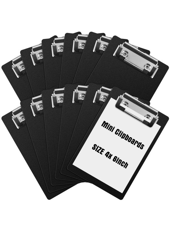 Eersida 12 Pack Mini Clipboards 4 X 6 Inch Small Clipboards Pocket Clipboard Cute Clipboard Plastic Memo Clipboards With Profile Clip For Small Notepads Receipts Tickets (Black) - Image 1