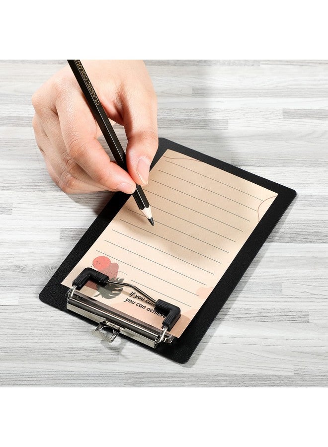 Eersida 12 Pack Mini Clipboards 4 X 6 Inch Small Clipboards Pocket Clipboard Cute Clipboard Plastic Memo Clipboards With Profile Clip For Small Notepads Receipts Tickets (Black) - Image 5